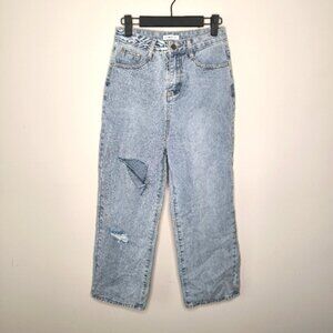 Moses Queen Distressed Grunge Punk Wide Leg Baggy Retro 90s Light Wash Jeans S
